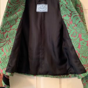 Green brocade Prada jacket.